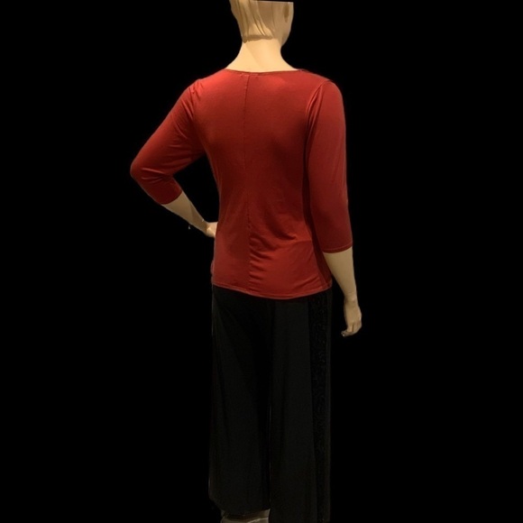 Igigi Jersey Top Faux Wrap Layered Look Red 3/4 Sleeves Cami Ruching Plus 18/20 - Picture 4 of 12